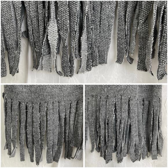 Forever 21 Grey Black Studded Short Sleeve Fringe Top Southwestern Oversized SM - Picture 14 of 16